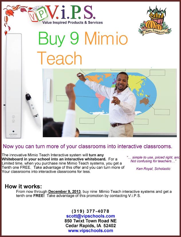 Mimio Thanksgiving Promotion